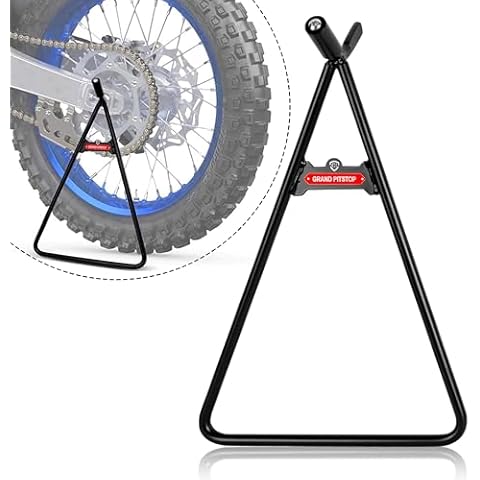 GRAND PITSTOP Motorcycle & Powersports Maintainence Stand Dirt Bike Triangle Stand Motorcycle Stand Kickstand for 80-500cc Dirtbike Supermoto Motocross - Black Cover