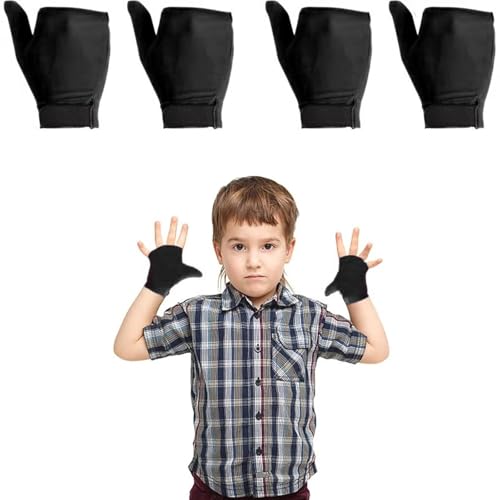Image of 4pcs Thumb Sucking Guard Gloves Kids Anti Thumb Sucking Glove Chewy Compression Thumb Sucking Stop Nail Biting Finger Biting Glove for Kids Thumb Guard for Ages 5-12