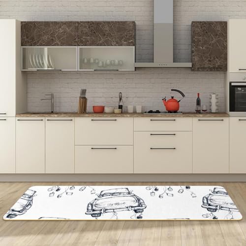 Alfombrillas de cocina vintage lavables con base antideslizante para pasillo y hogar 3