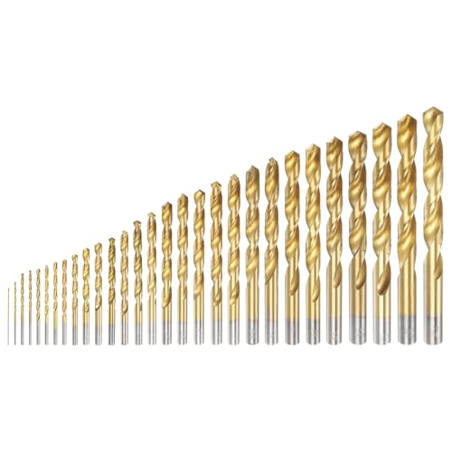 Foret hélicoïdal HSS en titane, lot de 29 pièces pour métaux, bois et structures fontes