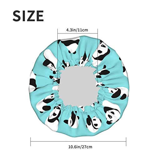 Cute Panda Shower Cap Elastic Reusable Double Layers Bath Cap Waterproof Exterior Peva Lining Hair Bonnet For Women （1 Pieces） #TOP5