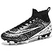 BUFUHA Men's Wide Cleats ag/fg Soccer Cleats for Men, Boys/Girls Flag Football Cleats High Top Training Soccer Shoes Outdoor Soccer Boots Black/White