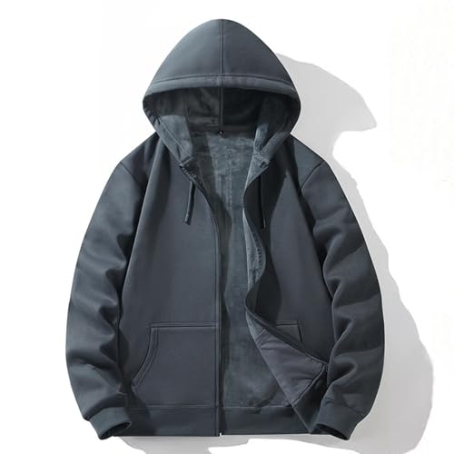 Men's Heavyweight Fleece Hooded Zip-Up Sweatshirt Thermal Lined Jacket Casual Winter Outerwear with Kangaroo Pockets2