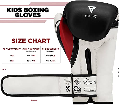 Rdx Kids Boxing Gloves, 6Oz 4Oz Junior Training Mitts, Maya Hide Leather Ventilated Palm, Muay Thai Sparring Mma Kickboxing Fighting, Punch Bag Speed Ball Focus Pads Punching Workout #TOP5