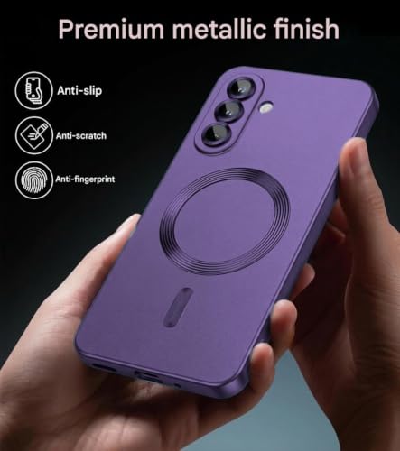 Image of DIZORO Samsung A57 Case, Compatible with Mag Safe Back Cover, Matte Luxury Metallic Luster Flexible TPU Wireless Charging Shockproof Case with Camera Protector (Metallic Silver)