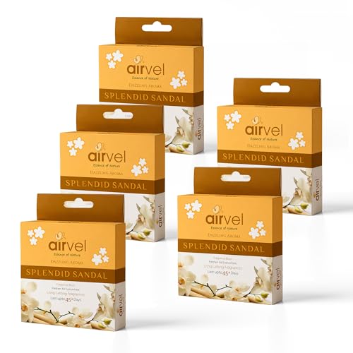 Image of Airvel Splendid Sandal Fragrance Block Pack of 5 (75g Each) | Bathroom Freshener | Toilet Perfumes & Fresheners | Bathroom Odor Remover | Non-Toxic | Long-Lasting Freshness Up to 45 Days