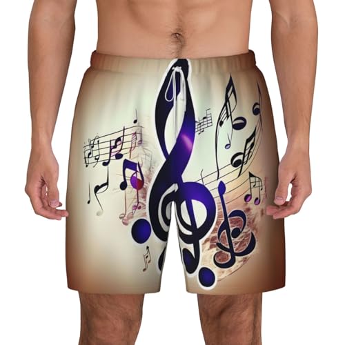 Short de bain pour homme violet imprimé notes de musique et respirant
