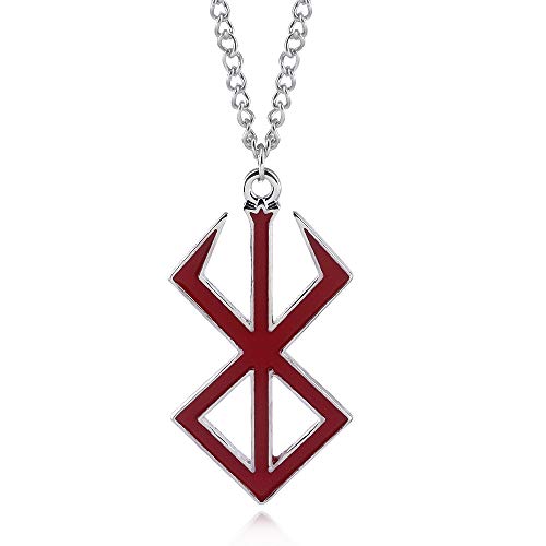 Berserker Guts Brand Of Sacrifice Necklace - Berzerk Sword Manga Pendant Chains - Gift for Men Women and Fans (Red)
