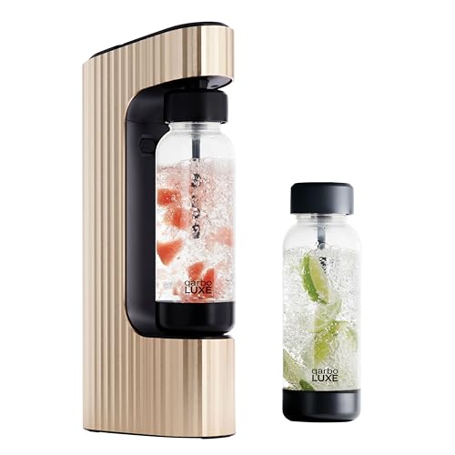 Twenty39 qarbo LUXE Premium Metal Sparkling Water Maker Machine - Soda Beverage Carbonator for Home, Seltzer Water Carbonation Fizz Maker (Tuscan Gold)