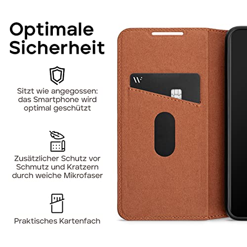WIIUKA Etui do Samsung Galaxy S22 Plus, skóra premium, z przegródką na karty, bardzo cienkie, etui na telefon komórkowy z funkcją stojaka, etui w stylu vintage brązowe