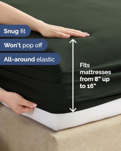Image of Split King 7 Piece Bed Sheet Set - Breathable & Cooling - Forest Green