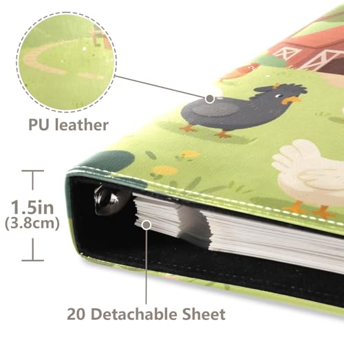Álbum de fotos Scrapbook Adhesivo DIY Piel PU con diseño de animales de granja, 3 anillos, 40 páginas, tamaño 8x10 para recuerdos miniatura 4