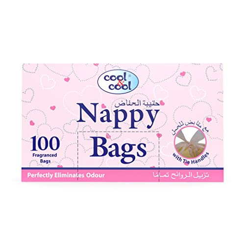 Cool & Cool Nappy Bags 100s- Diaper Disposable Bags Mildly Scented Hygienic Easy-Tie Handles & Eliminates Odour