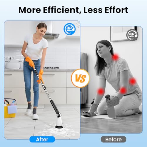 Electric Spin Scrubber, Power Shower Floor Scrubber, Electric Scrubber for Cleaning, Spin Scrub Shower Cleaner Brush, Cleaning Tools for Bathroom, Tub, Floor, Kitchen - Thumbnail 3