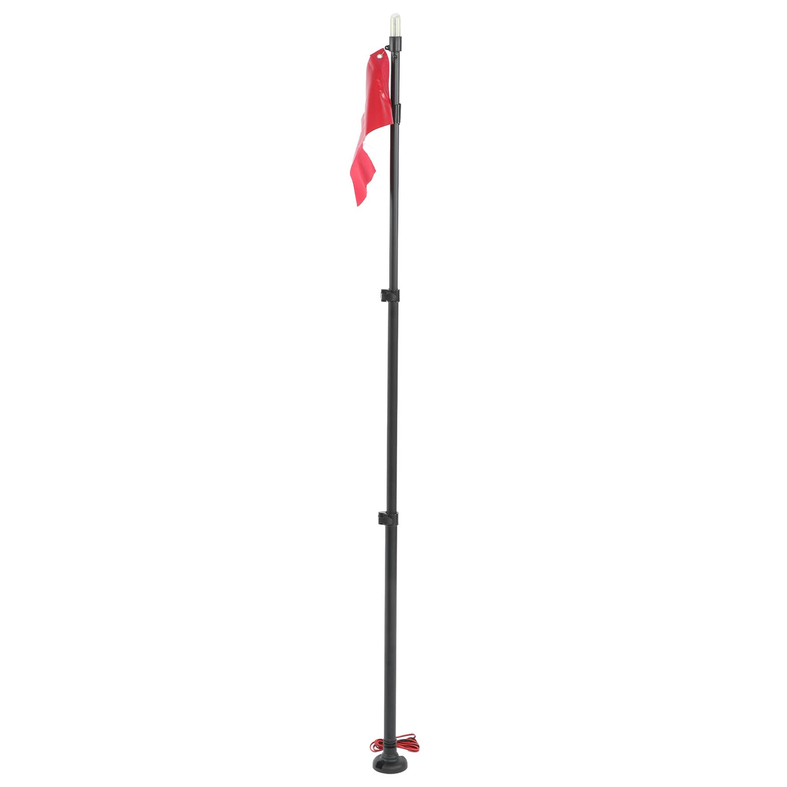 Cryfokt Bandera de Seguridad, Luz Combinada, Lámpara Impermeable, Barco Marino, Canoa, Kayak, Remo, Nailon de Aluminio Rojo