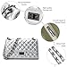 DIUY Quilted Leather Crossbody Bags for Women Trendy Ladies Shoulder Purse Satchel HandBag with Chain Strap, Silvery