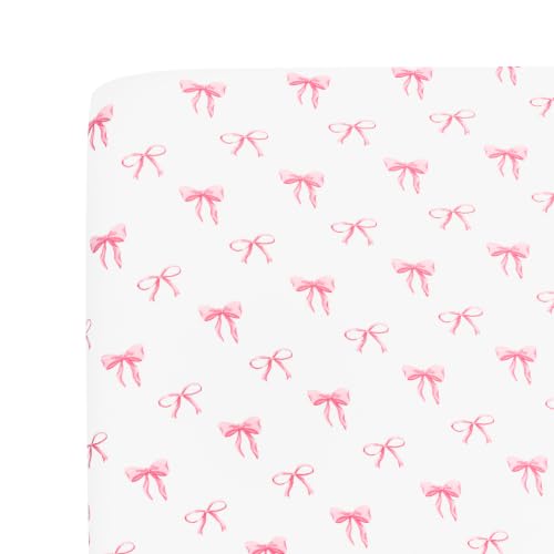 Image of Kyte Baby Soft Crib Sheet - Standard Fitted Crib Sheet Made with Rayon from Bamboo, Ultra-Gentle and Breathable (Bow)