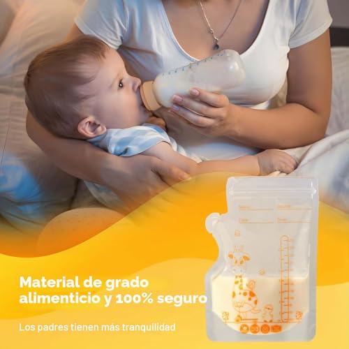 Miniatura 3 de Vinabo 50pcs Recipientes Almacenamiento Leche Materna, 250ml Bolsa Leche Materna, Bolsas Almacenar Leche Materna Con Doble Cierre, De Congelación Y Descongelación Rápida