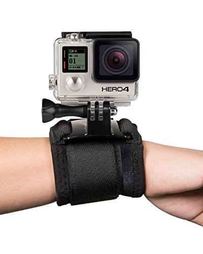 Fosmon Poignet Sangle Bande Monter pour GoPro Original HD HERO (HERO1) / HD HERO2 / HERO3 / HERO3+ / HERO4 Black / HERO4 Silver / HERO4 Session / Hero5 / Hero5 Session / HERO6 Black- Noir