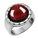 FANSING Jewelry Stainless Steel Rings with Red Stone Ring for Mens and Womens Size 11