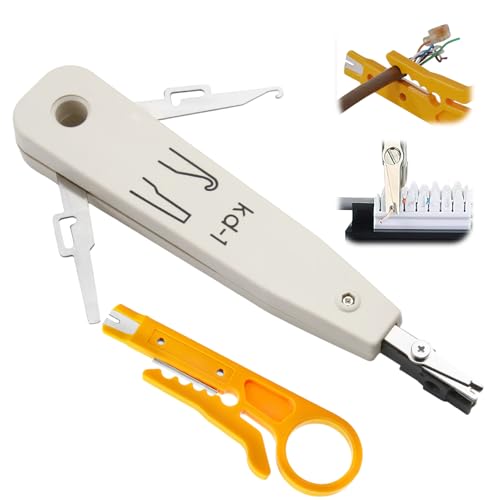 Herramienta de Impacto Rj45 Herramienta Inserción Punch down con Cortador Y Pelacables,Inserción Para Módulo Rj45, Panel de Conexiones, Tomas Telefónicas y Red Cat5 Cat6 Cat7