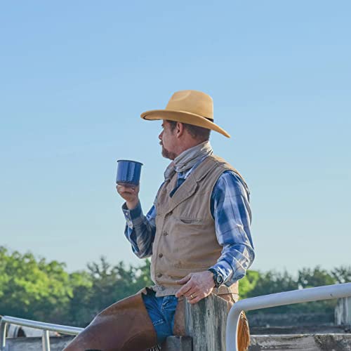 Eogimi Western Cowboy Hats For Women Men Felt Wide Brim Panama Hat With Belt Buckle Silver Buckle-Camel #TOP4