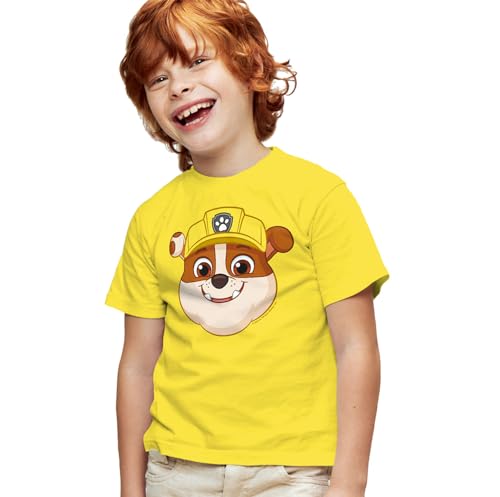 Popfunk Paw Patrol Rubble Grin Kids T-Shirt for Youth Toddler Boys and Girls (X-Small) Yellow