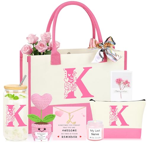 GQDECOR Personalized Monogrammed Customized Pink Birthday Gifts for Women, Initial K...