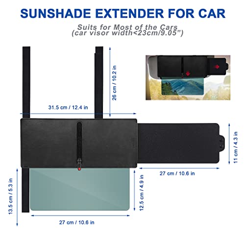 Image of Veharvim Sun Visor Extender for Car (Zipper Slider& Prevents Fingerprints, UV400, PC Lens), Visor Extender Attachment for Car Visor, Anti-Glare for Safe Driving (Driver Side)