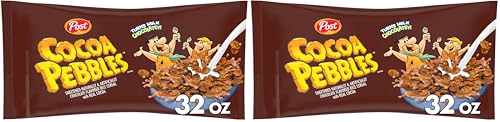 Image of Cocoa PEBBLES Cereal, Gluten Free Rice Cereal, Family Size 32 oz Bag (Pack of 2)