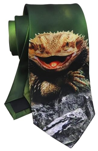Elfeves Mens Lizard Pattern Tie Halloween Funny Neckties for Mens Fun Party Work Casual Holiday