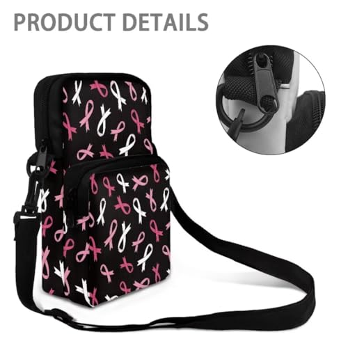Kuiaobaty Crossbody Bag for Women Sling Purse Pink Ribbon Cell Phone Holder with Straps4