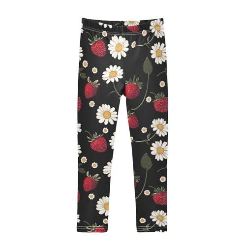 Daisy Red Strawberry Girls Casual Leggings for Kids Printed Long Pant Bottoms Stretch and Soft