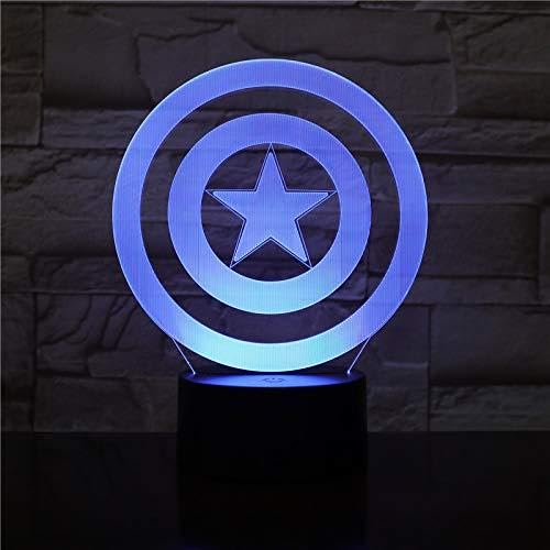 Lampara LED Comic Escudo Capitán América Black Falcon Cambia Color USB Luz nocturna y decoración