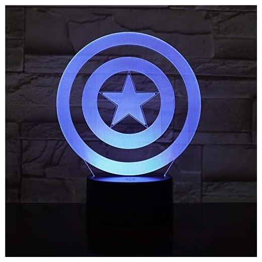 Lampara LED Comic Escudo Capitán América Black Falcon Cambia Color USB Luz nocturna y decoración