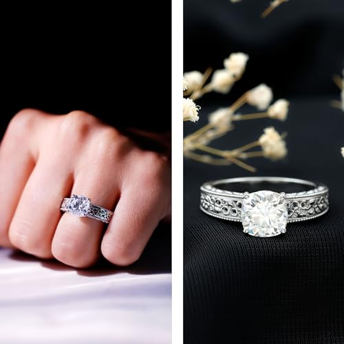 Certified Moissanite 8mm Cushion Engagement Ring, D-Vs1 Quality, Moissanite Diamond Solitaire Ring - Ready To Gift2