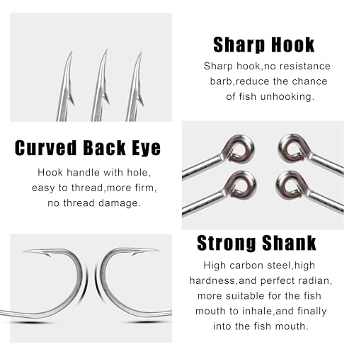 Hameçons de pêche pieuvre anti-corrosion | Lot de 100 en acier forgé robuste