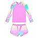 Girls Raglan Long Sleeve Rash Guard Boyshorts Swimsuits 2 Piece Bathing Suit UPF 50+ Swimwear for 6-15 Years