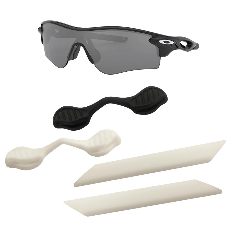 Compatible/Replacement Oakley Radarlock Path Sunglasses Earsock/Nosepiece Kit (White Temple+(White&amp;Black) Nose Pads)