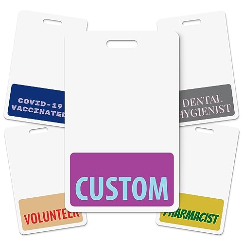 Bulk Custom Badge Buddies ID Vertical Backer Cards (100 Pcs) - Double Sided Print