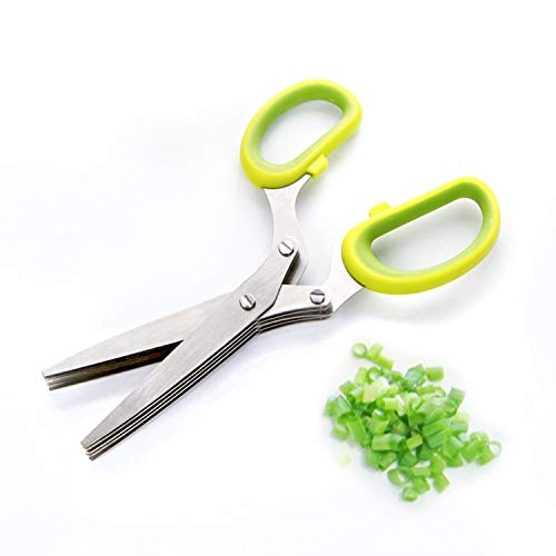 Multipurpose Stainless Steel Herb Scissors, Kitchen Cutting Shears with 5 Blades, Sharp Heavy