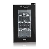 Refrigeración del vino: rango de temperatura de 8 °C a 18 °C a una temperatura ambiente de 25 °C (indicador de temperatura en °C y °F).
