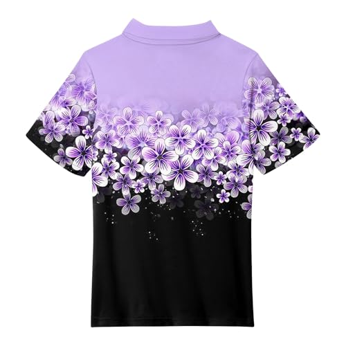 Girls' Polo Shirts Short Sleeve School Uniform Floral Print Casual Lightweight Collared Top for Kids3