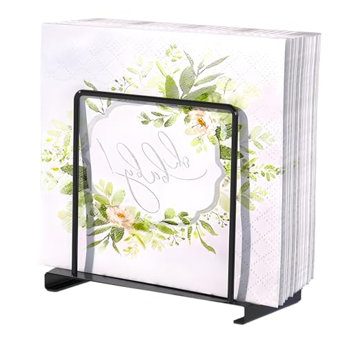 Servilletero negro vertical para mesa, negro, con pies antideslizantes, diseño que ahorra espacio, versátil para comedor, oficina, fiesta y autocaravana