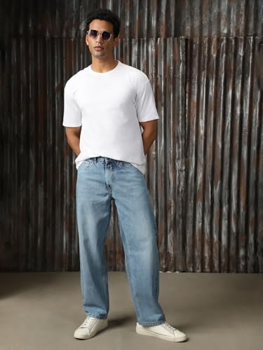 Image of High Star Men Washed Cotton Flared Fit Mid- Rise Jeans 22