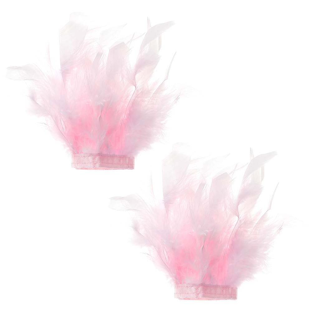 DELORIGIN 2pcs Feather Slap Bracelet Cuffs Women's Feather Wrist Cuffs Gothic Band Bracelet Wristband Gloves Wrist Decor for Carnival Dance Cosplay Birthday Party Costume Accessories, Pink