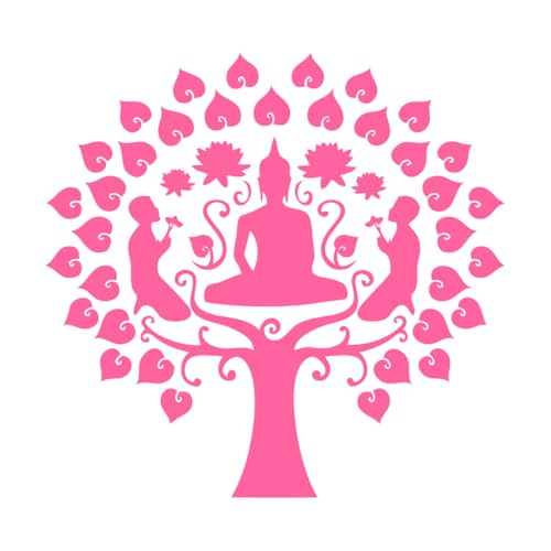 Calcomanías de vinilo para pared de budismo, pegatina artística de pared de árbol de Buda de meditación, murales de pared de Buda Payrer, decoración del hogar, arte religioso, extra grande, 75x75cm
