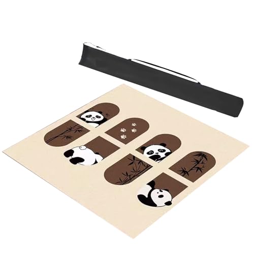 Mahjong mat cuadrado con bolsa y diseño panda miniatura 1