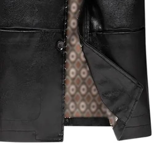 Chaqueta Bomber de cuero para hombre con cuello solapa miniatura 4
