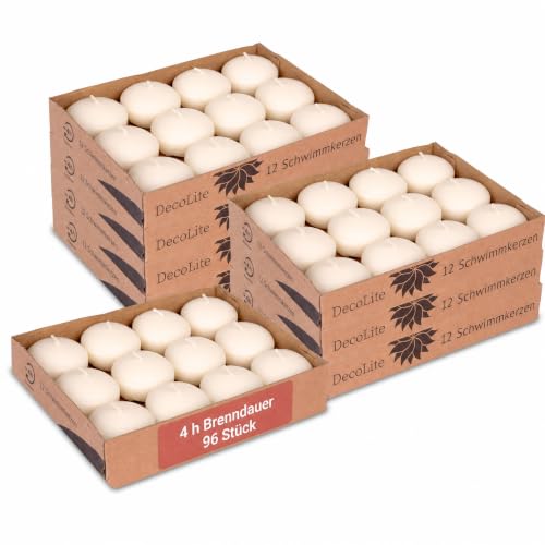 DecoLite 96 Schwimmkerzen Ø 45 mm 4 h Brenndauer Creme Tischdeko